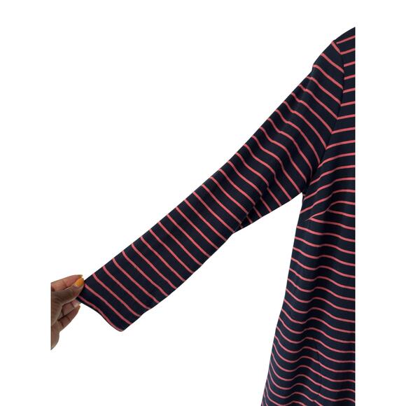 J. Jill Dress Pink Blue Striped Short Mock Neck Long Sleeve Casual Large - Picture 5 of 11